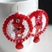 Earrings Red White Sequins embroidered felt