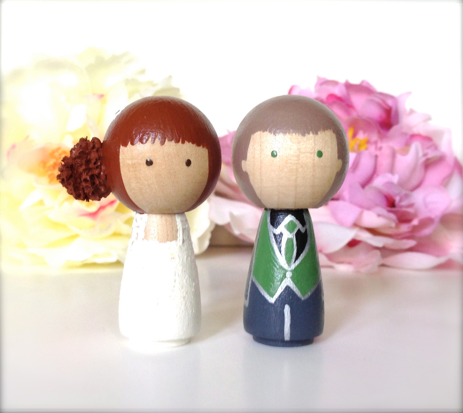 Kokeshi WEDDING CAKE TOPPER Cute Custom Kokeshi Doll Wedding Cake Topper Kokeshi Cake Topper Peg Doll Wedding Decor