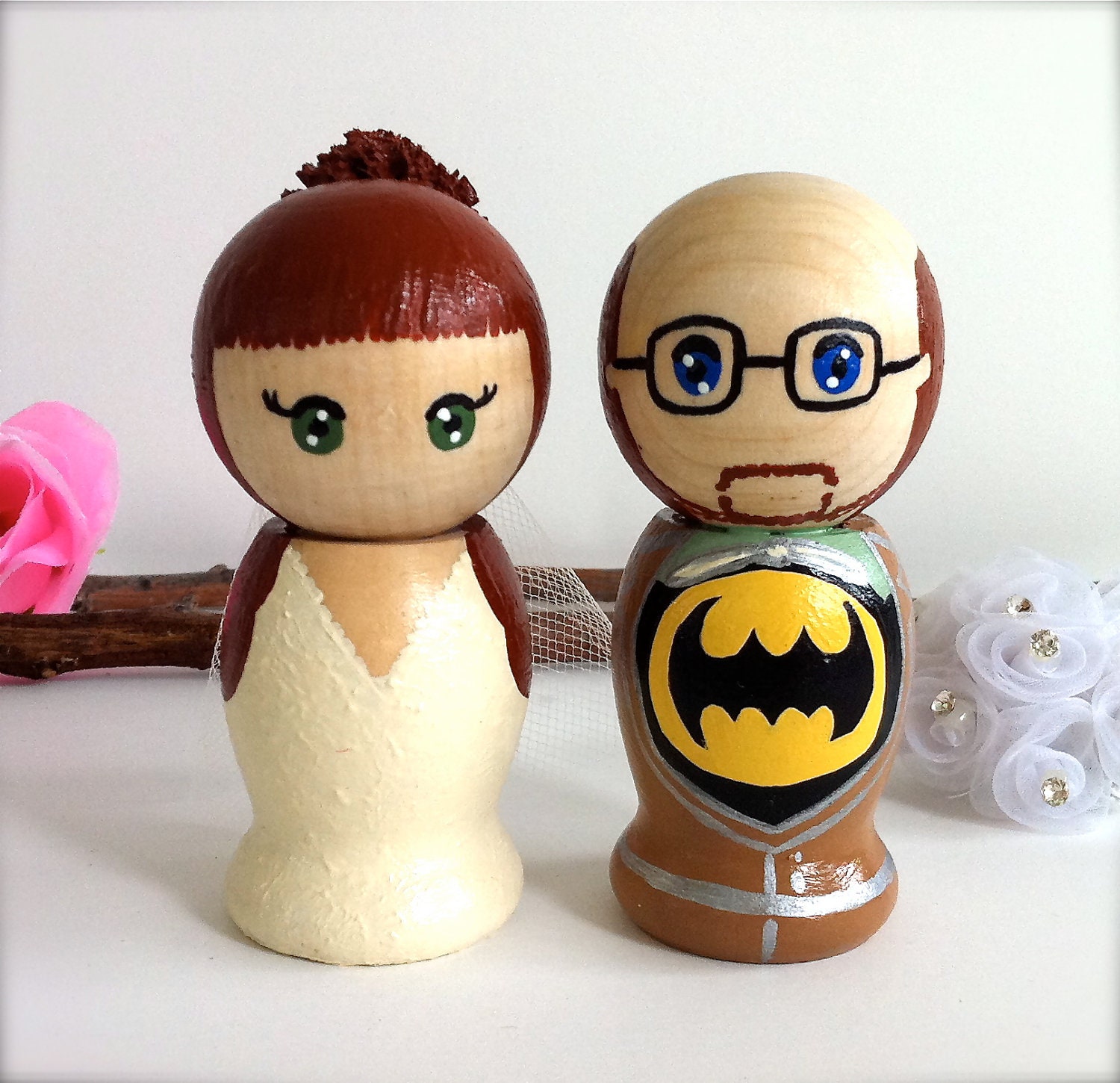 Kokeshi Superhero Wedding Cake Topper Custom Superhero Kokeshi Wood Peg Doll Hero Collectable Bridal Shower Gift Comic Books Character