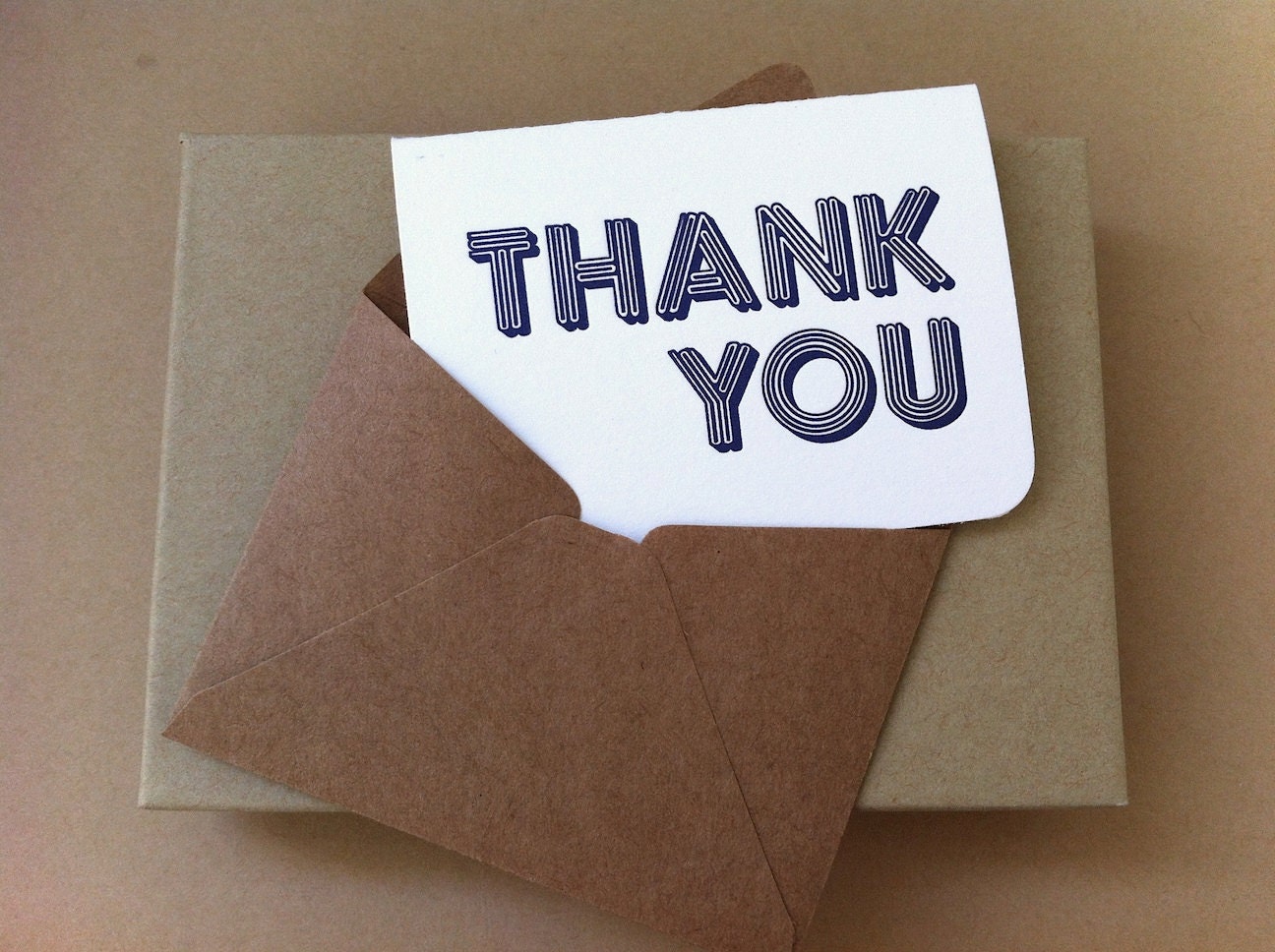 Thank You Mini Card // Blue Letterpress