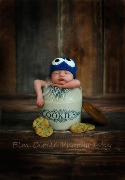 Baby Crochet Cookie Monster Beanie, Custom Made Newborn 0-3, 3-6 Months Blue Boy Girl Hat, Photo Photography Prop Shower Gift