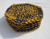 Crocheted Coasters Team Colors Navy Blue and Gold - Rams