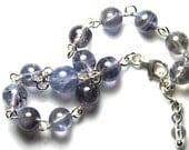 Iolite Rosary Bracelet,  Meditation Beads, Prayer Beads, Chakra Bracelet in Gemstones and Sterling Silver