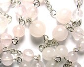 Meditation Bead Rosay Chakra Necklace in Rose Quartz Gemstones and Sterling Silver