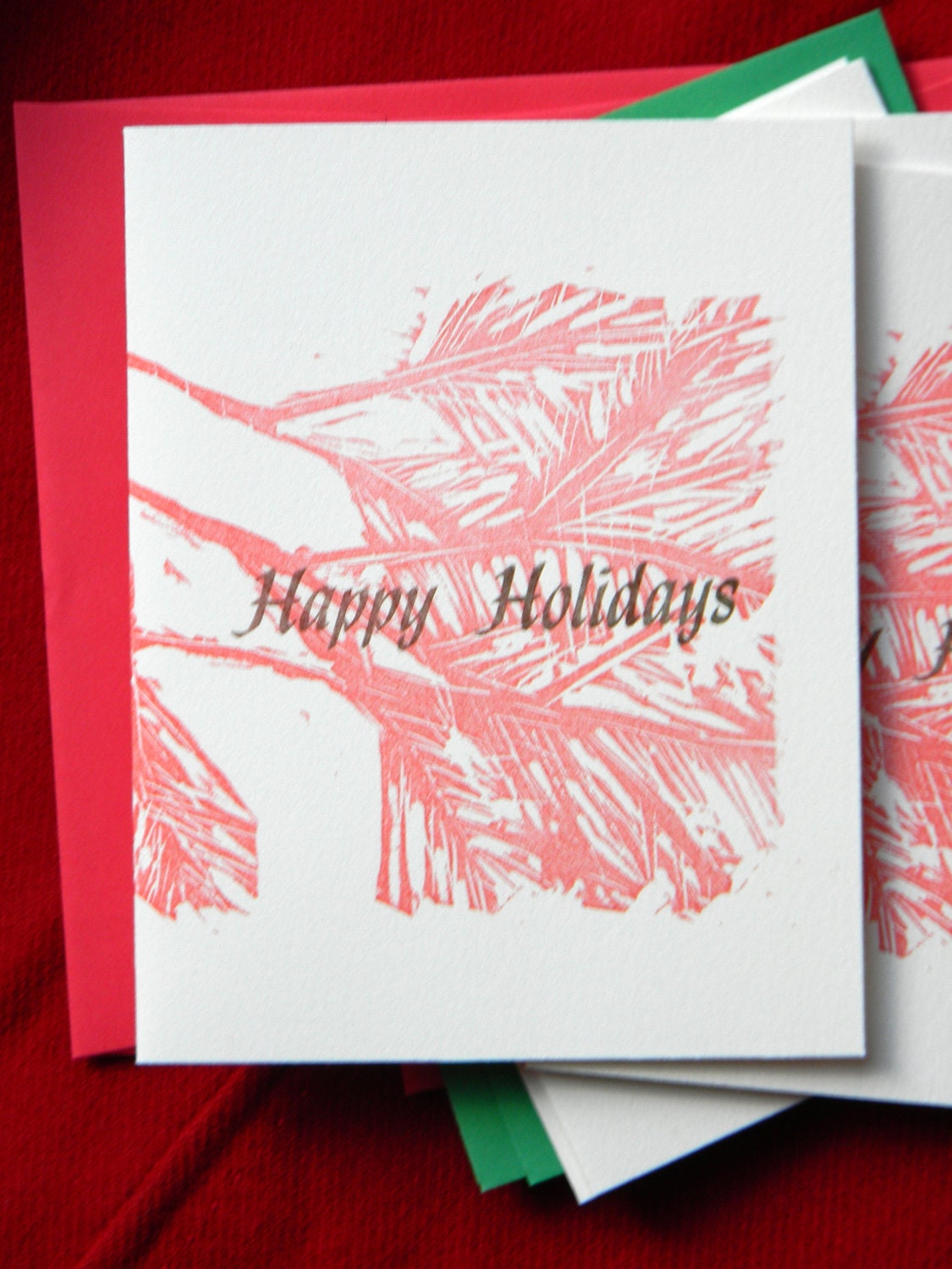 CLEARANCE SALE Red Pine Note Cards -  Letterpress (Set of  15 Cards)