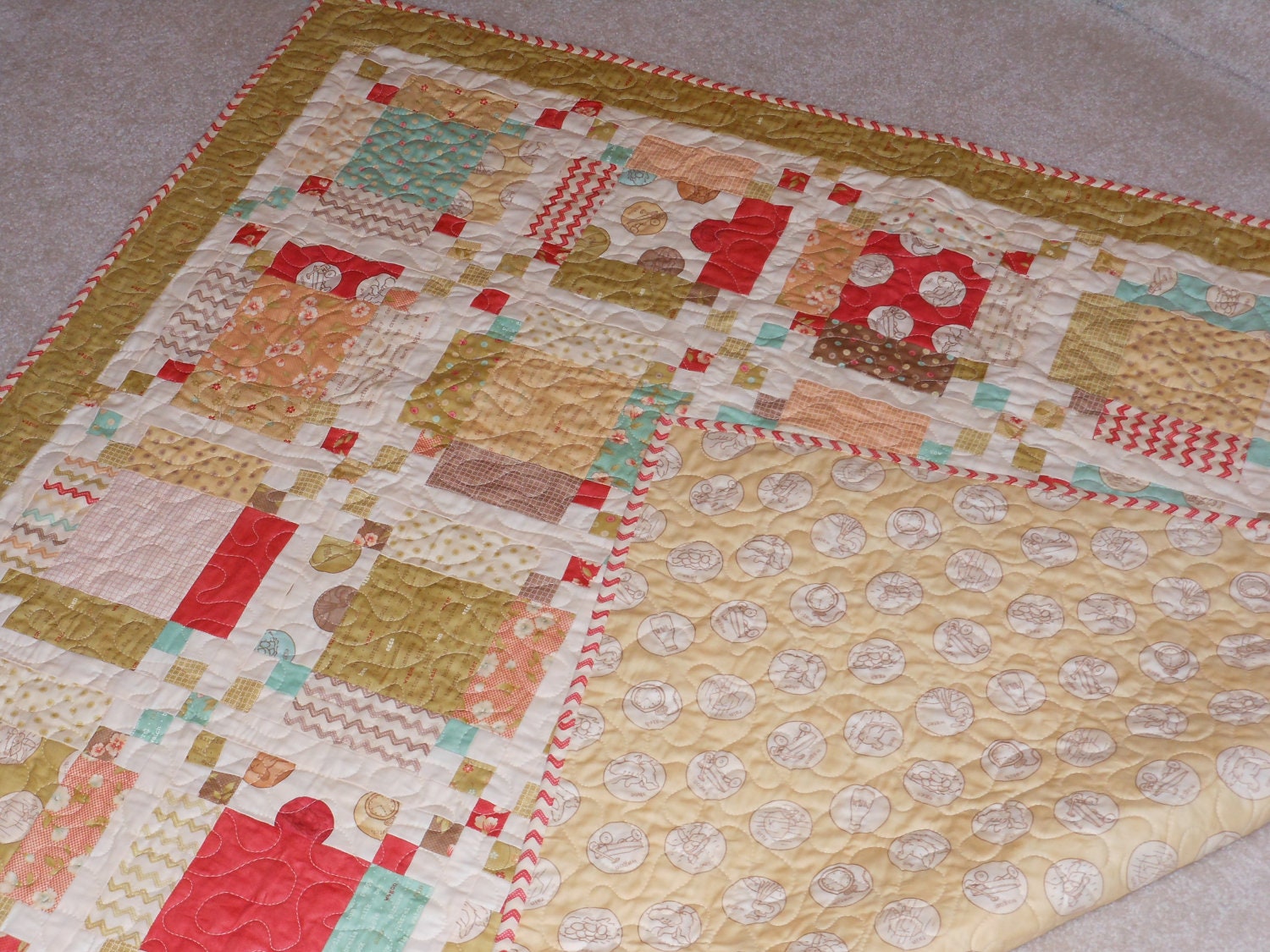 Custom Listing for Bec -- Modern Vintage Baby Quilt in Moda Whimsy fabric