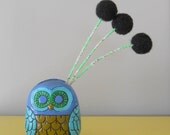 Black flowers.  Black pom poms.  Wool felt ball blossoms. Modern bouquet. Dark home decor. Black ball blooms.