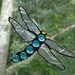 Dragonfly suncatcher stained glass sapphire blue hanging window art