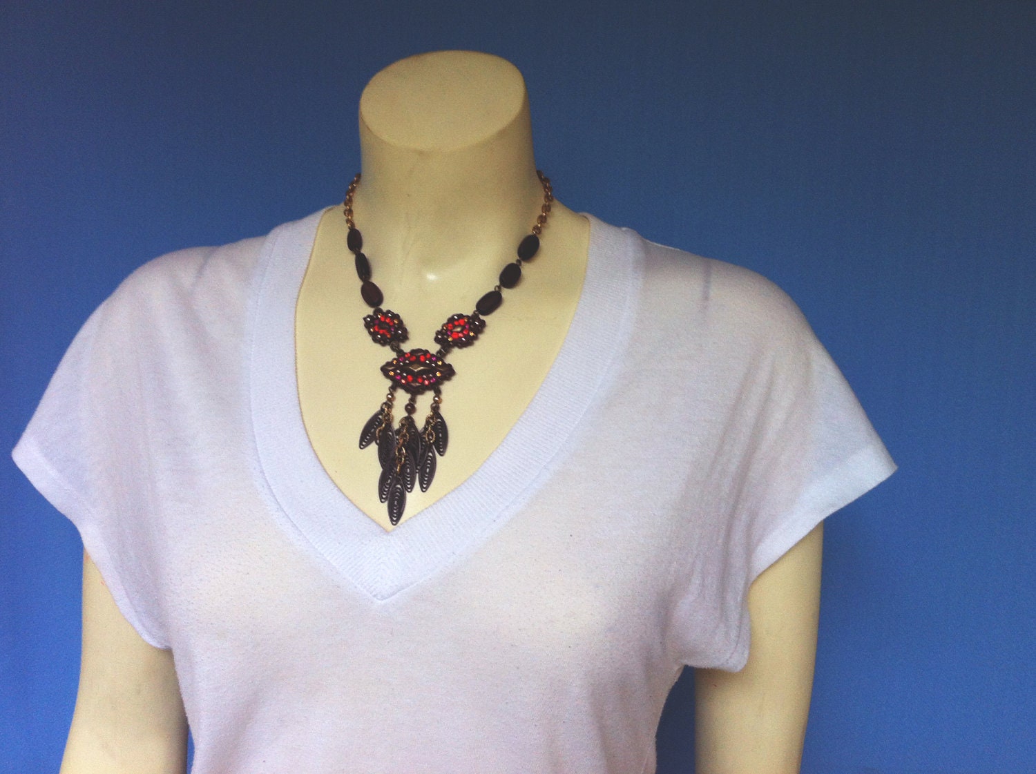 Shapes & Feathers Vintage Necklace