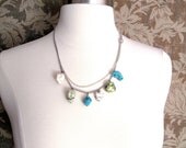 WYETH Necklace - Mixed Howlite Stone Nuggets on Draped Silver Chain