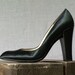 70s Charles Jourdan Pumps Black Satin High Heel Pumps Round Toe Paris France Size Us 5 / Uk 3 / EU 35