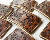Groomsmen Leather Belt Buckles - hand tooled and customized - Set of 3