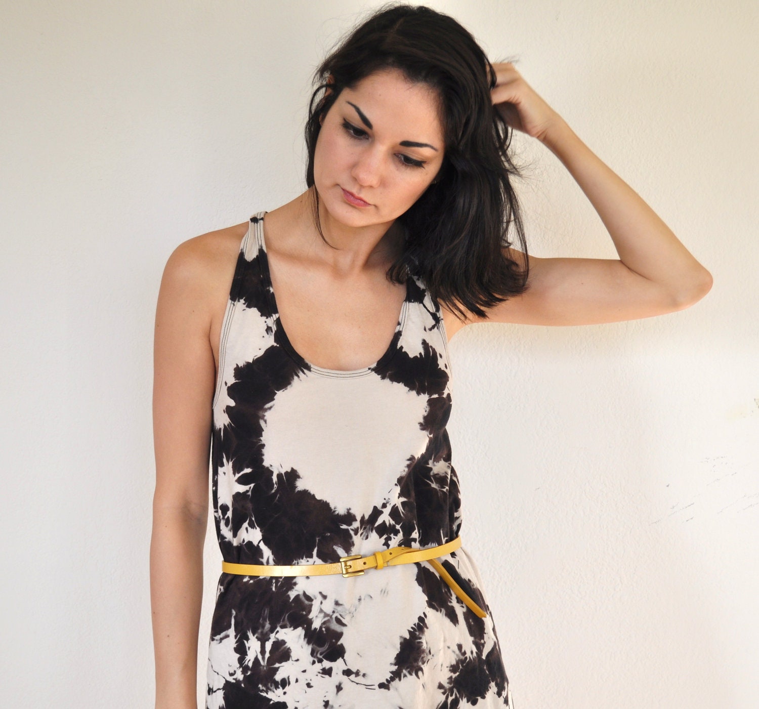 Black and Beige Shale Stone Hand Dyed Tank Dress