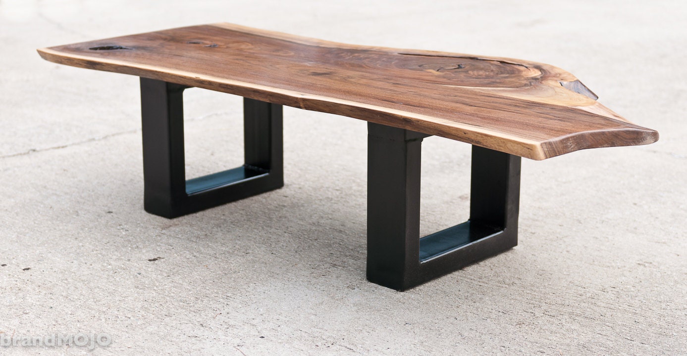 Steel Base Coffee Table - live edge bench - Acero