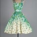 Vintage 1950s Dress . Ivory . Turquoise . Butterfly . Glitter . Full Skirt . XS/S . 1914