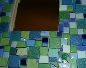 blue and green mosaic mirror home decor