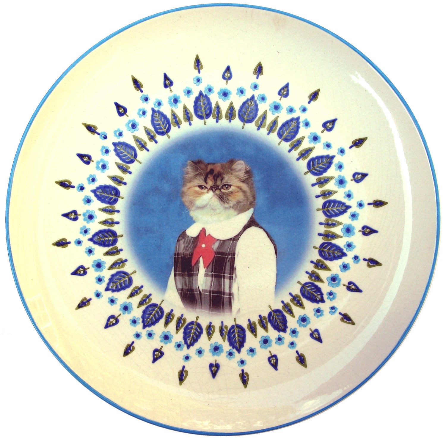 Heather, School Portrait - Altered Vintage Plate, large