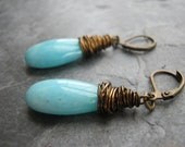 Amazonite and Brass Earrings