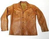 50s 60s Vintage Jo O Kay Leather Rancher Camel Jacket Sz M Western Wear