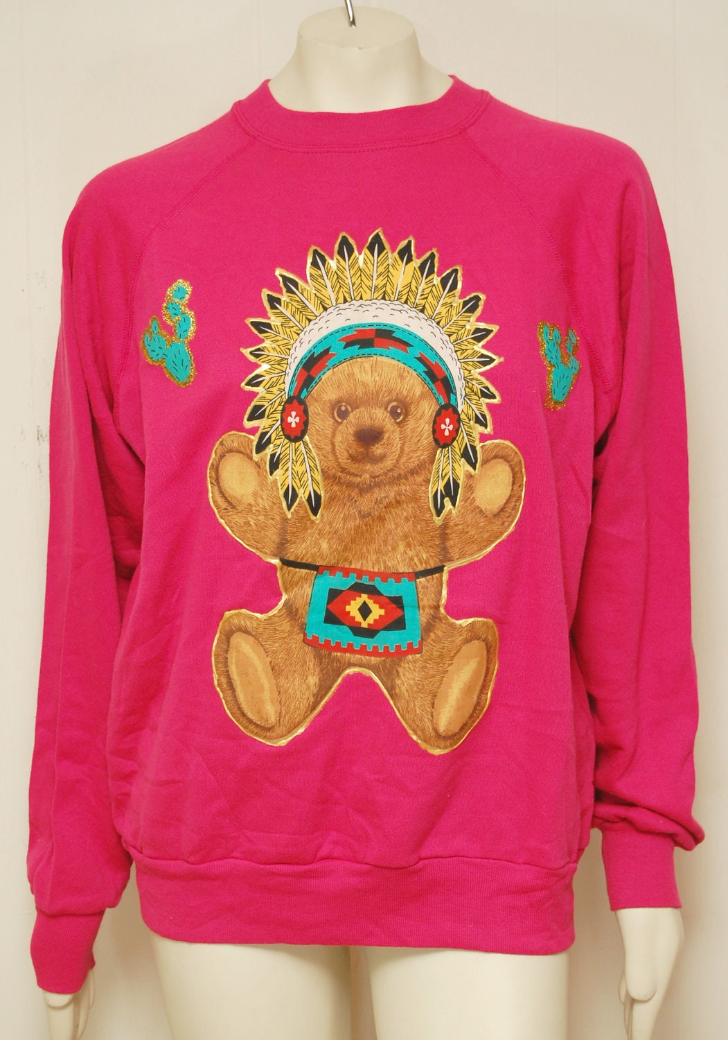 Vintage Pink Native American Bear Sweatshirt