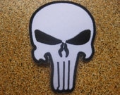 Free shipping White the punisher skull afganistan Patch Badge 6x8 cm