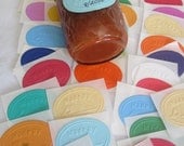 Embossed Canning Stickers-Rainbow Colors- Made By Stickers- Tiny Bird Embossed Canning Labels-Oval Stickers-Canning Jar Labels