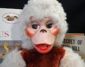 Vintage Toy Stuffed Monkey 1960's Rubber Face Hands Possibly Gund or Rushton Unmarked