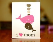 I Love Mom - Mama & Baby Whales I Love You Card - 100% Recycled Paper