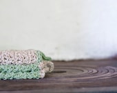 Eco cotton dish cloths. Green and oatmeal. Set of two. Eco friendly.