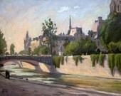 Oil Painting Landscape, Paris, The Seine. Original Oil on Canvas, Impressionist Landscape Painting