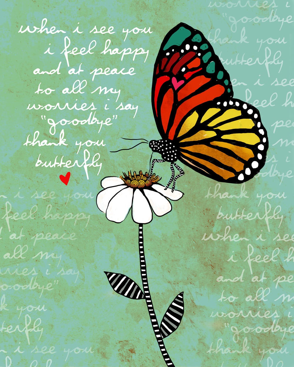 Butterfly / original illustration ART Print SIGNED / 8 x 10 / NEW