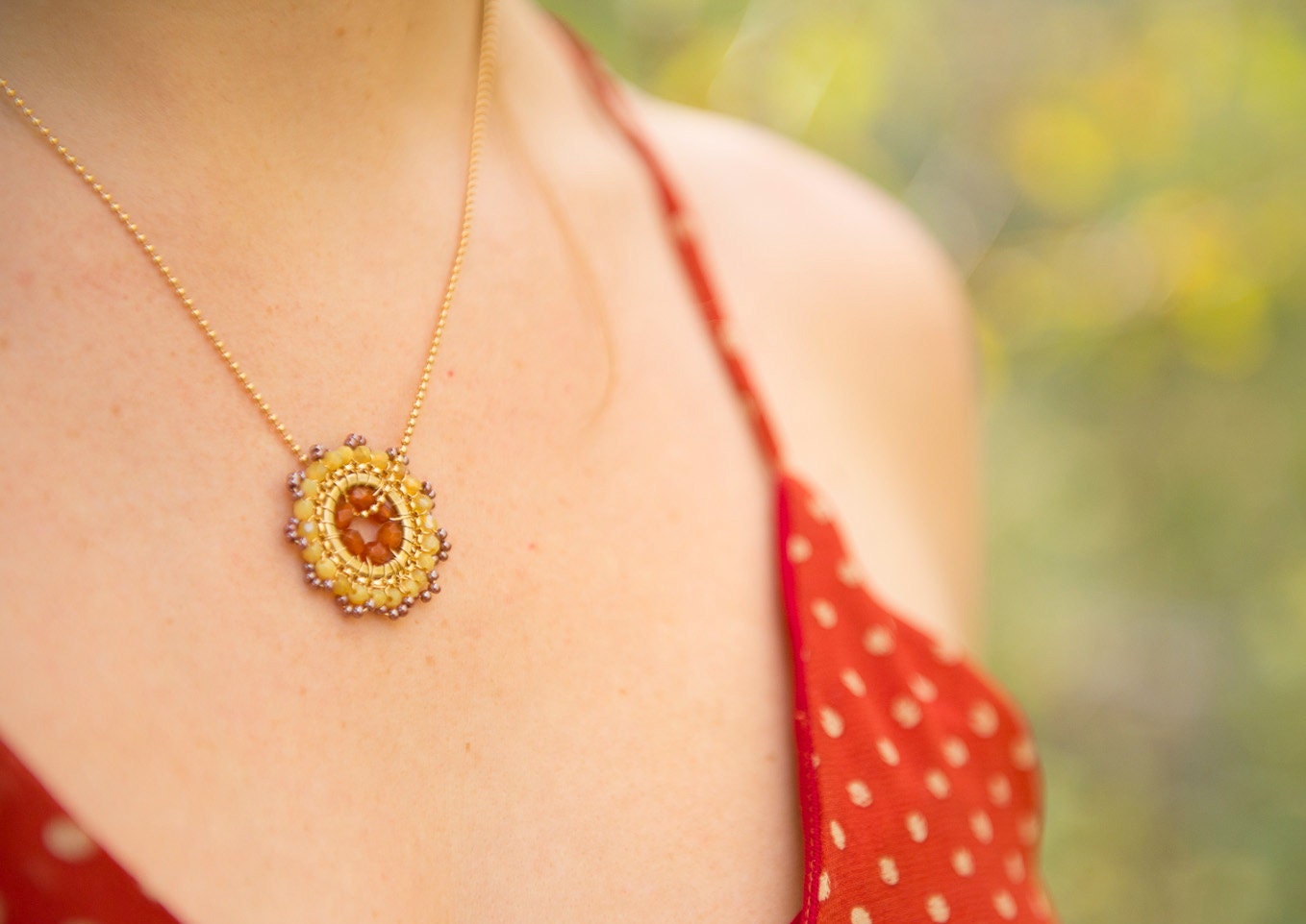 SALE - Bloom Necklace - Sunshine - Jewelry, Beadwork, Pendant, Necklace, Handmade, Bridal Accessories, Weddings, Gifts