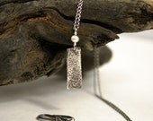 Oxidized Silver Jewelry - Reticulated Sterling Silver Pendant Necklace with White Freshwater Pearl - statement - custom order
