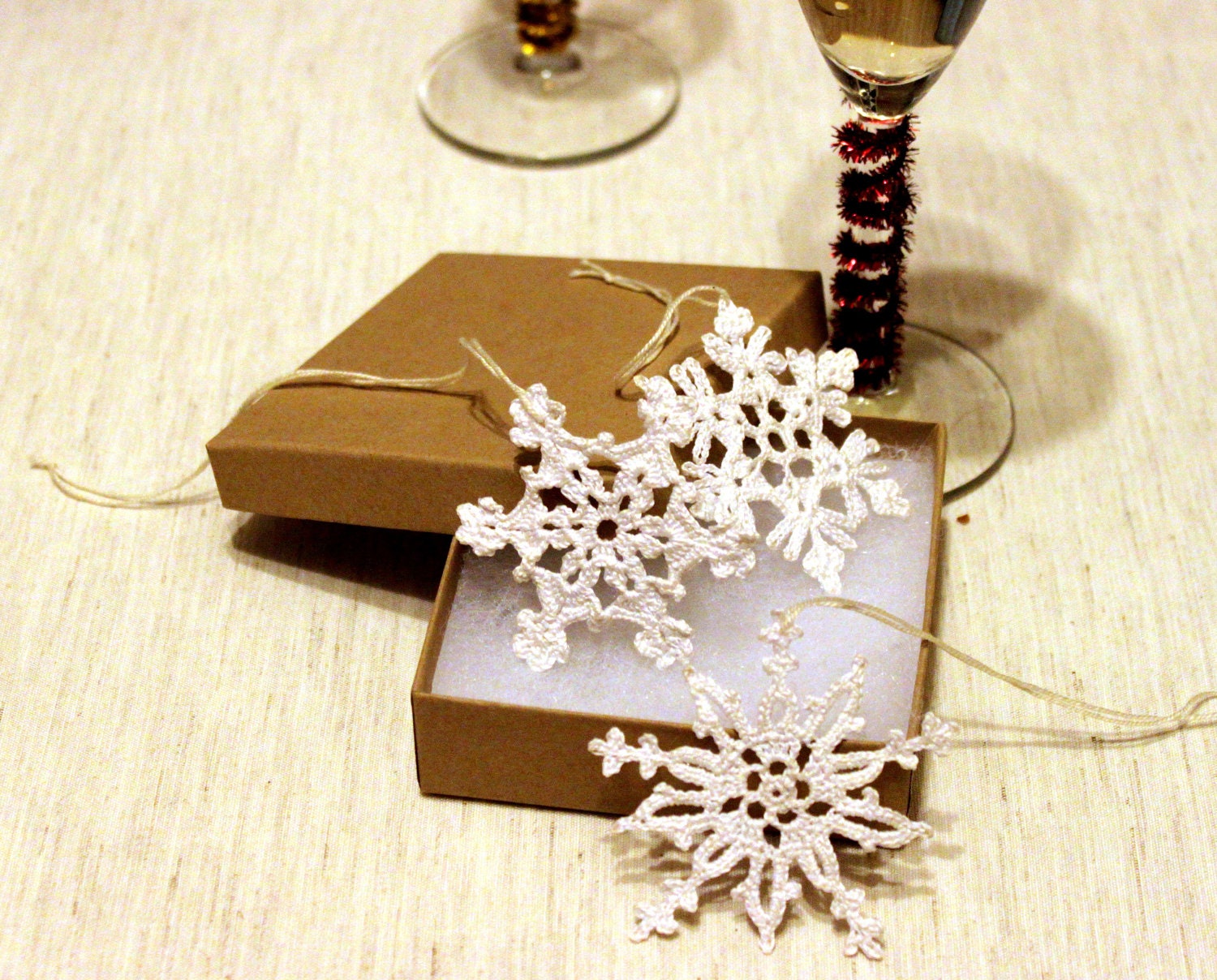 Xmas decor Christmas Decor Home Decor Rustic Decor Snowflakes Set of 5 Made in Israel - CasaDeGato