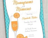 Monogram and Mimosas Printable Card - Wedding Bridal Shower Tea Luncheon Il_170x135