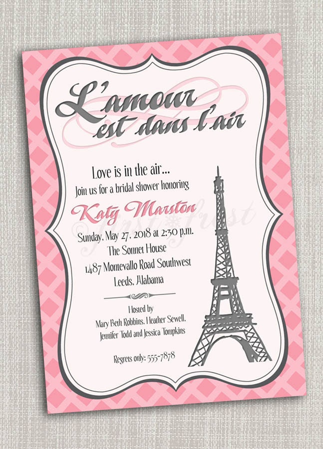 French Themed Eiffel Tower Paris Party Invitation Card - Wedding ...