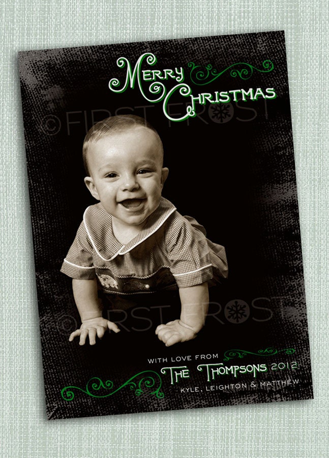 Printable DIY Christmas Photo Card - Vintage Sepia Tone Custom Holiday Card Il_570xn