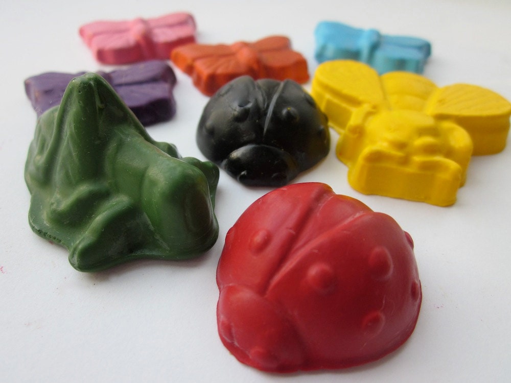 All Natural Eco Kids SOY CRAYONS Bugs  - Handmade, Paraffin-free, Eco Friendly