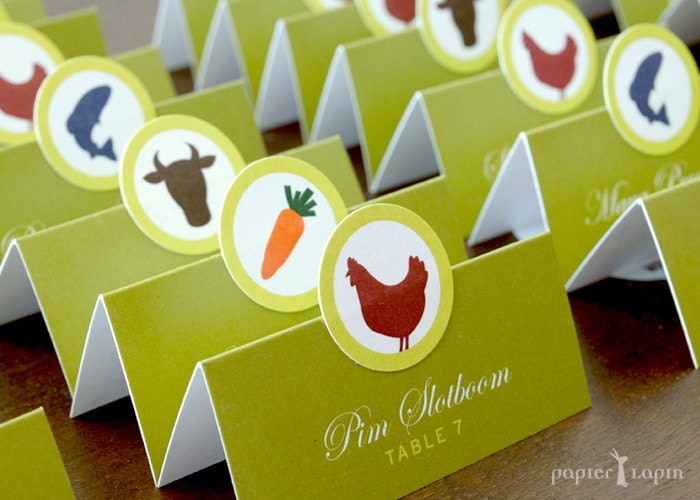 Food Icon Wedding placecards / escort cards, DIY, super cute // set of 50