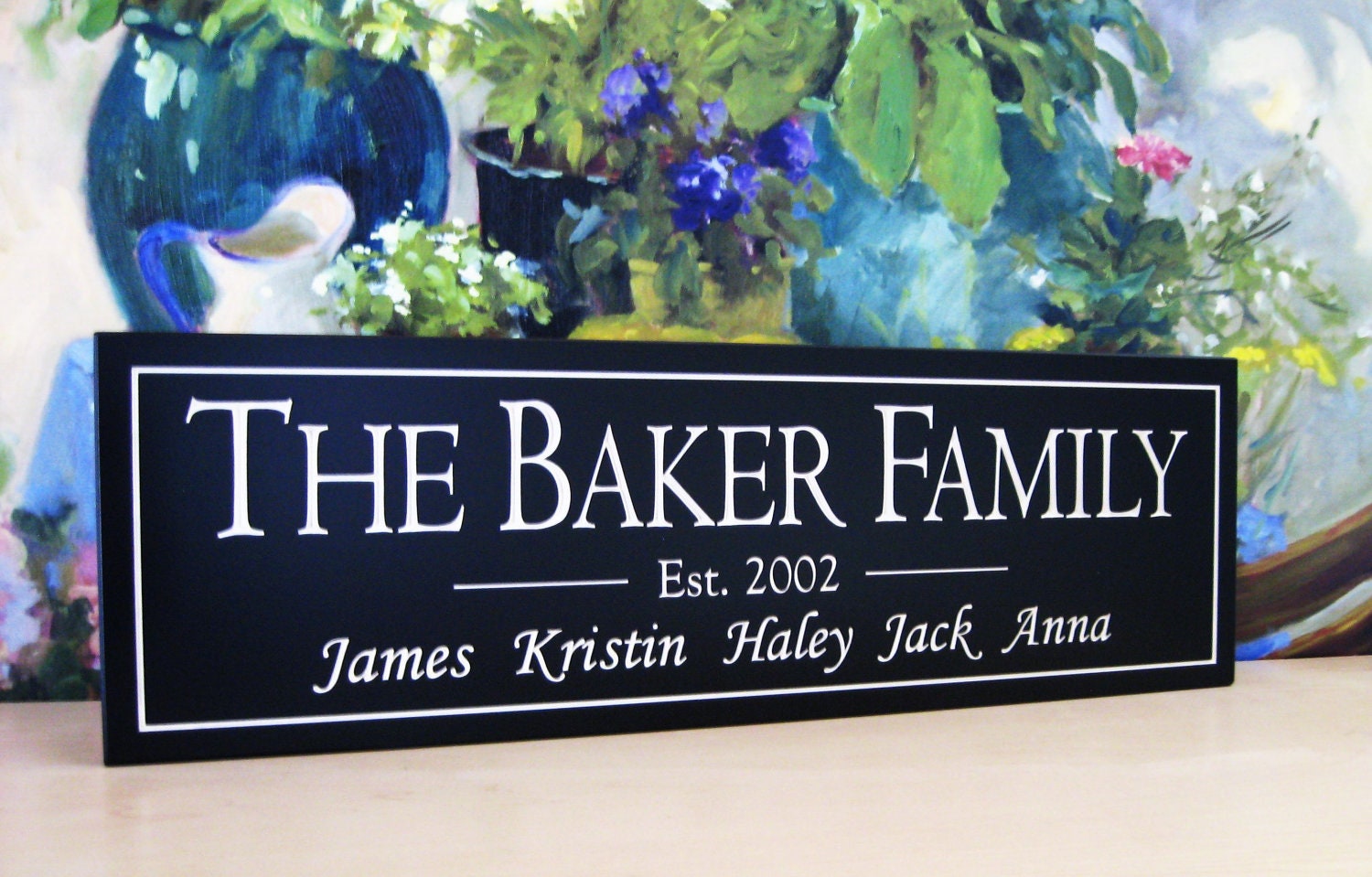 Mother's Day Gift...Personalized Established Family Name Carved Wood Sign 8 x 24