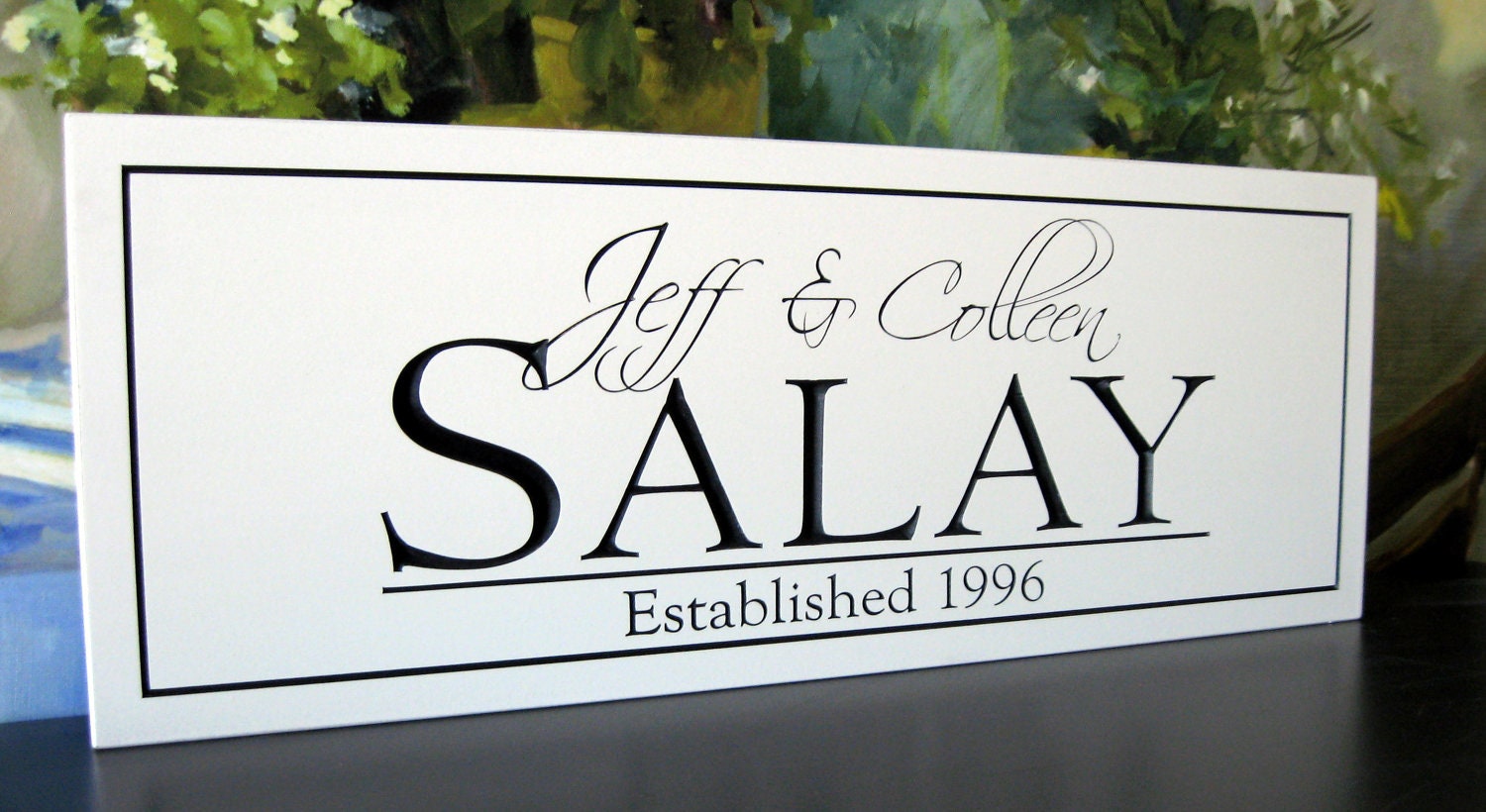 Personalized Last Name Plaque.....Carved 8 x 20 Personalized Family Name Sign Wedding Gift