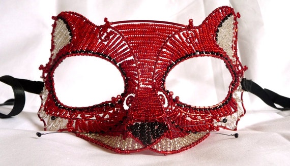 Red fox masquerade mask, womens, costume, accessories,handmade