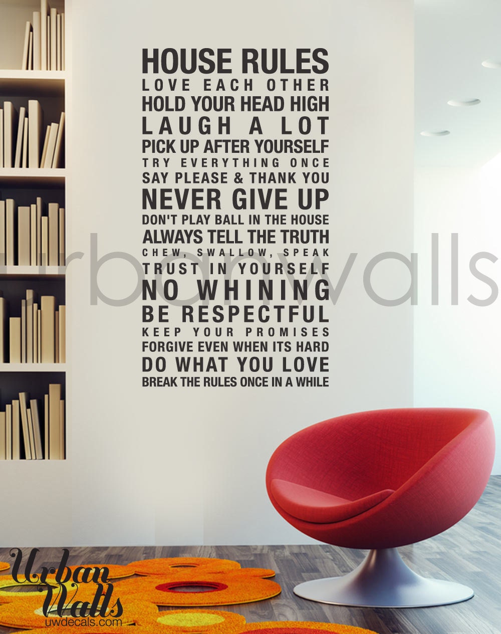 Vinyl Wall Decal Sticker Art, House Rules
