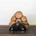 rustic fireside wooden log coasters - cabin - autumn - cozy - 1980s
