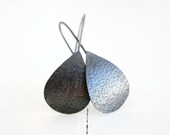 Black Teardrop earrings with an embossed rough pattern in black charcoal finish rustic elegant design Handmade Gifts Under 75 FREE SHIPPING
