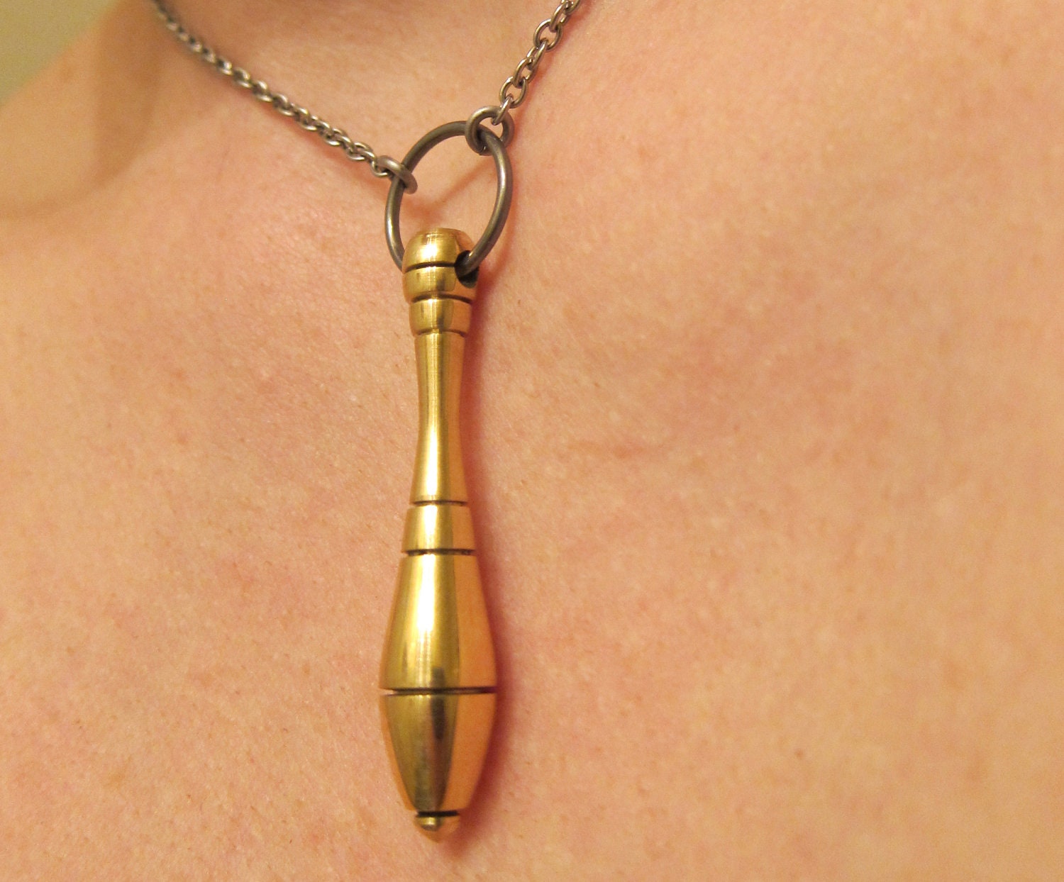 Brass Jewelry - Bomb Necklace - Lathe Turned - Hand made
