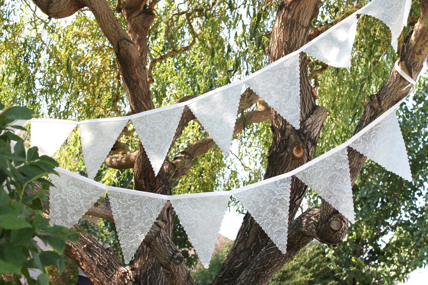 Large Wedding Bunting - Frosted Lace, Over Ten Feet Long - SugarOwlDesign