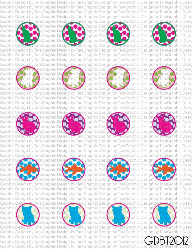 Cute Pets Digital Image Sheet for 1 Inch Bottle Caps Personal and Commercial Use