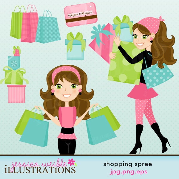 Shopping Spree Cute Digital Clipart for Card Design, Scrapbooking, and Web Design Il_170x135