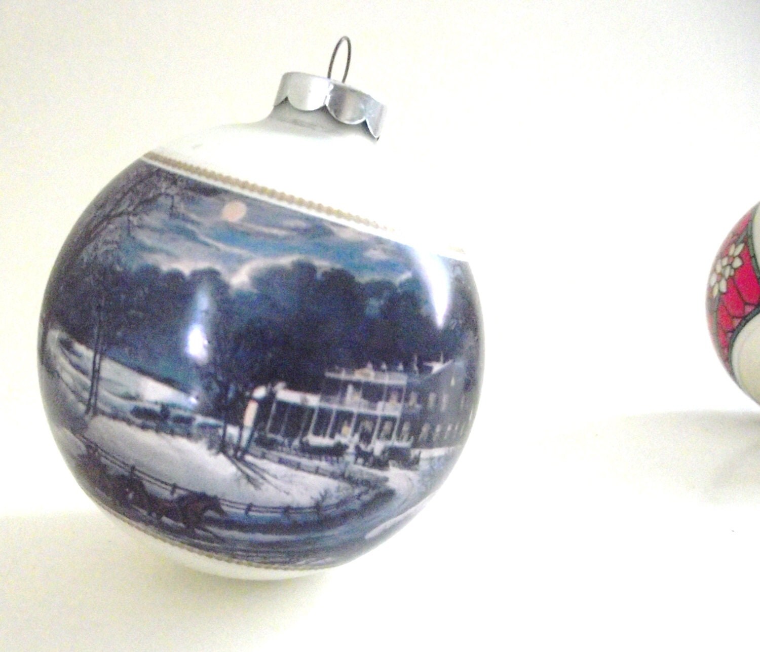 1973 currier and ives christmas ball ornament in by 1973 currier and ives christmas ball ornament in by